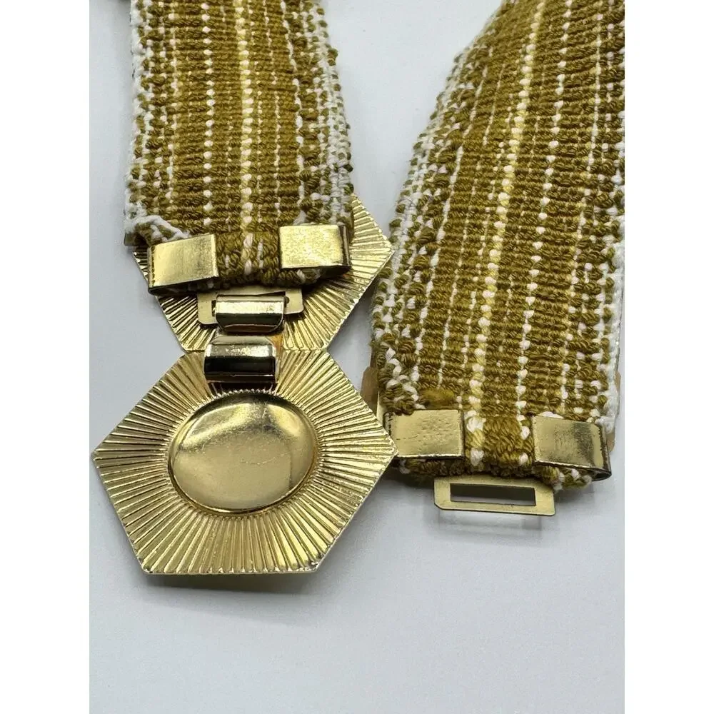 Vintage Gold Fish Scale Style Stretch Disco Wide Waist Belt One Size
